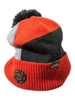 Spacecraft Orange Gray Black Pom Pom Beanie Knit Winter Hat Unisex